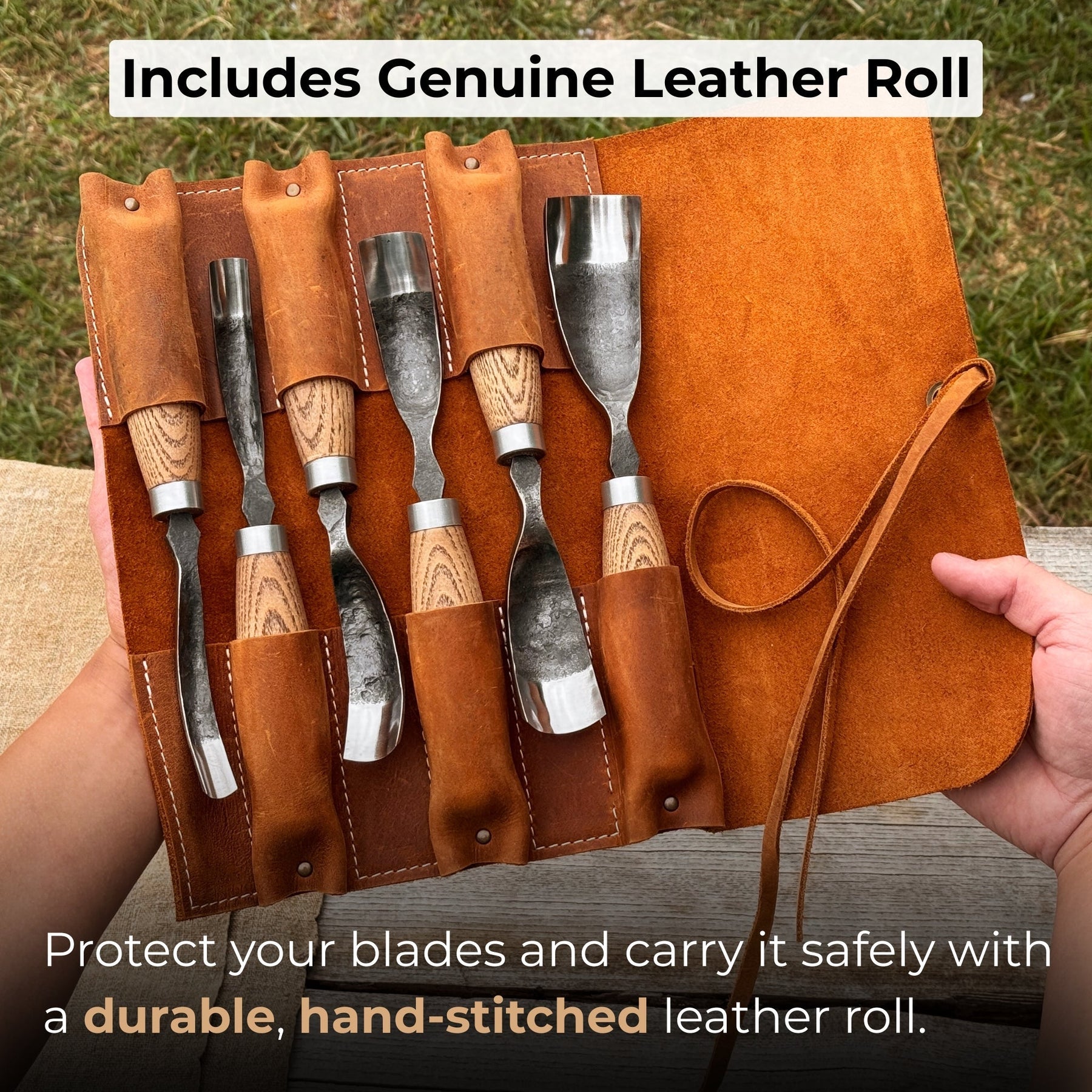 6-Piece Long Bent Gouge Set detail view by Sharky Forged Steel Tools