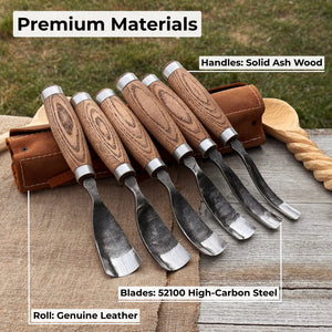 6-Piece Long Bent Gouge Set detail view by Sharky Forged Steel Tools