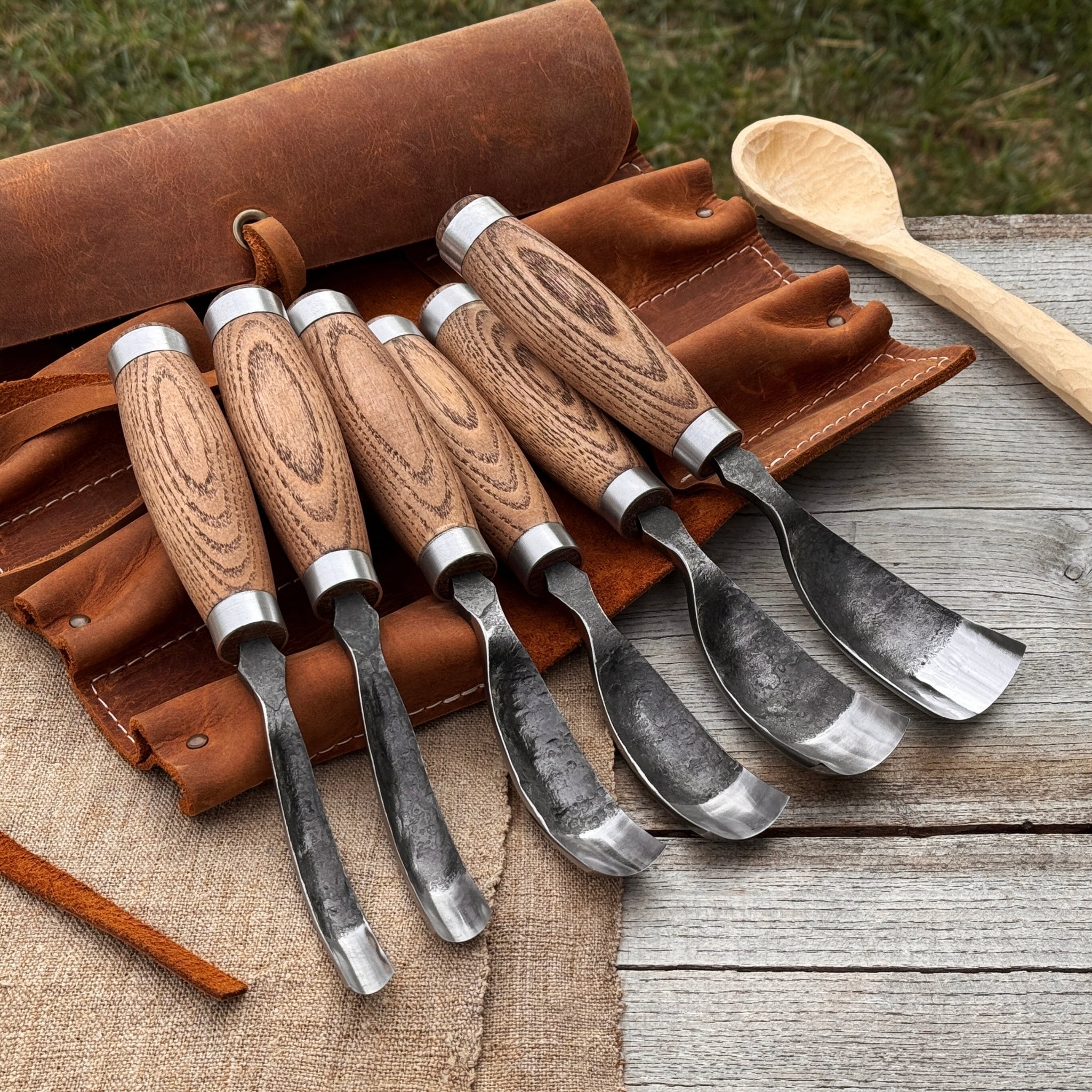 6-Piece Long Bent Gouge Set by Sharky Forged Steel Tools