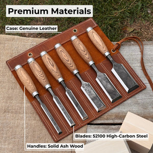 6-Piece Wood Carving Chisel Set detail view by Sharky Forged Steel Tools