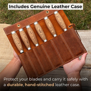 6-Piece Wood Carving Chisel Set detail view by Sharky Forged Steel Tools