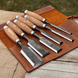6-Piece Wood Carving Chisel Set by Sharky Forged Steel Tools