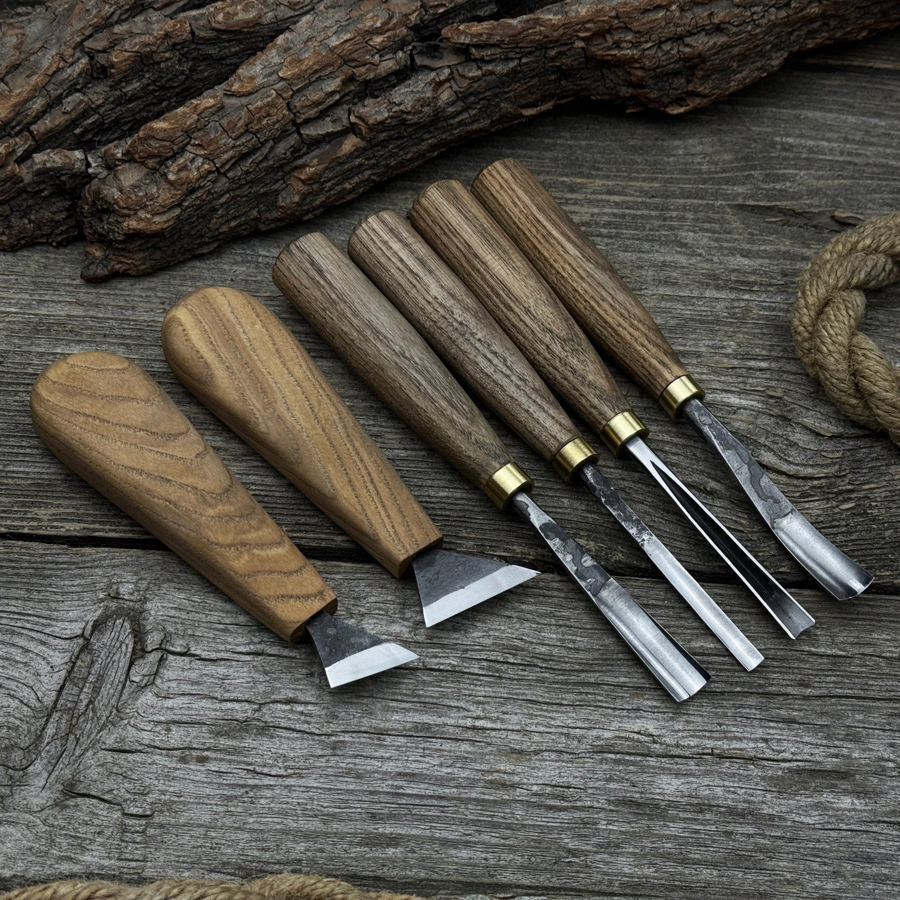 6-Piece Wood Carving Tool Set – Knives, Gouges & Chisels for Detail Work by Sharky Forged Steel Tools