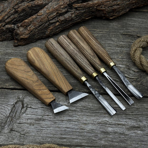 6-Piece Wood Carving Tool Set – Knives, Gouges & Chisels for Detail Work by Sharky Forged Steel Tools