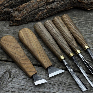 6-Piece Wood Carving Tool Set – Knives, Gouges & Chisels for Detail Work detail view by Sharky Forged Steel Tools