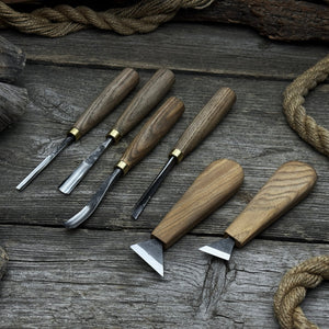 6-Piece Wood Carving Tool Set – Knives, Gouges & Chisels for Detail Work detail view by Sharky Forged Steel Tools