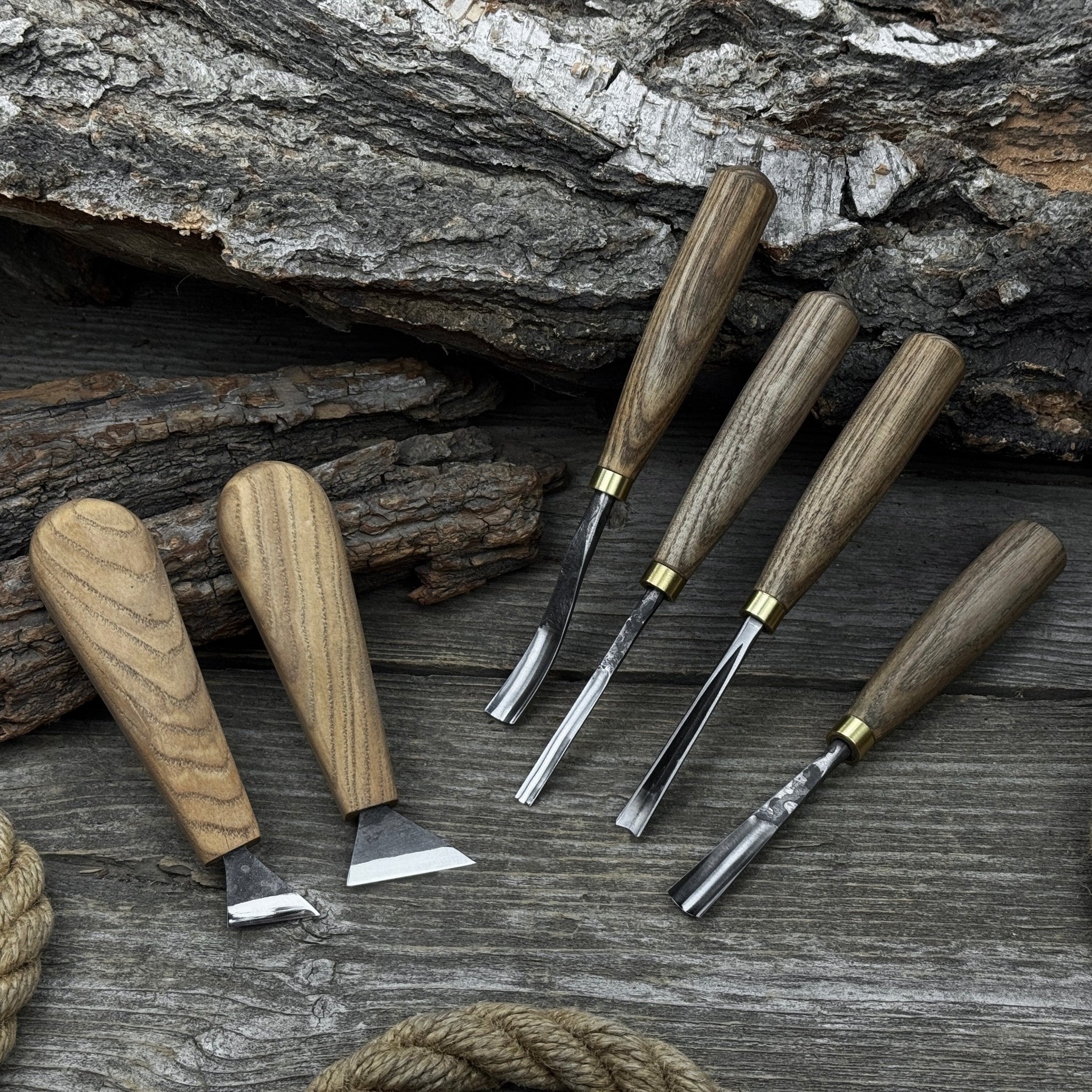 6-Piece Wood Carving Tool Set – Knives, Gouges & Chisels for Detail Work detail view by Sharky Forged Steel Tools