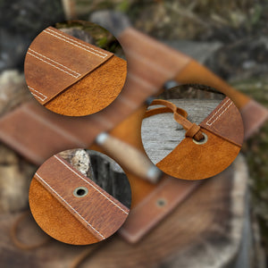 6 Pocket Leather Chisel Roll detail view by Sharky Forged Steel Tools