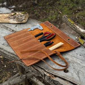 6 Pocket Leather Chisel Roll by Sharky Forged Steel Tools