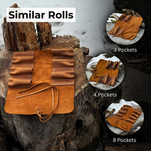 6 Pocket Leather Tool Roll detail view by Sharky Forged Steel Tools