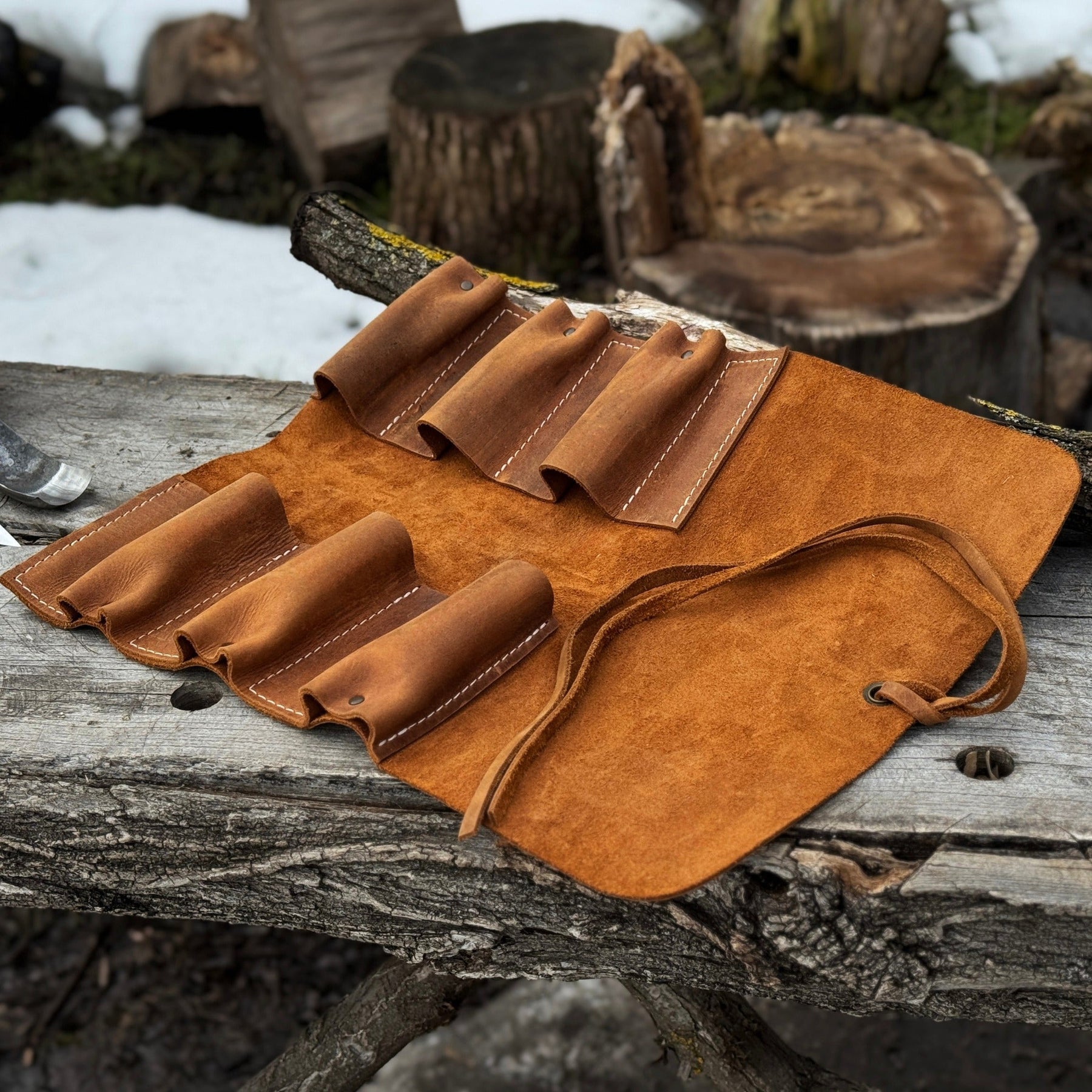 6 Pocket Leather Tool Roll by Sharky Forged Steel Tools