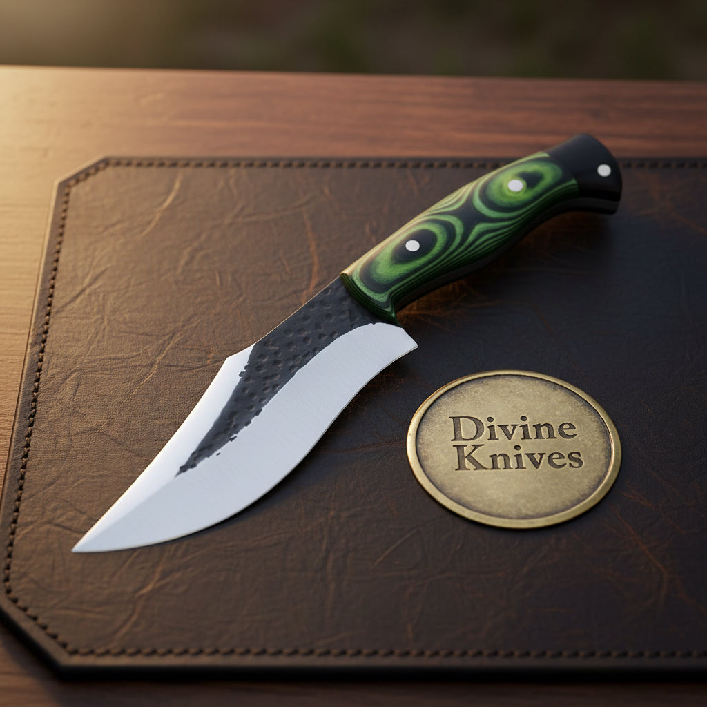 Forged Clip Point Green Skinner with Green by Divine Knives