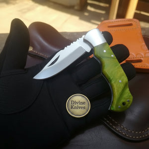 Lime Green Resin Lockback Pocket Knife with by Divine Knives