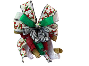 Christmas Holly Bow | Silver Bell Wreath Decor handmade by Bouge Creations