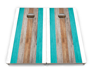 Beach Theme Stripe Cornhole Boards - Professional Tournament Series