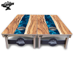 Live Edge River Cornhole Boards - Pro Solution Elite Series