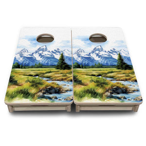 Grand Tetons - Mini or Vacation Size Boards by Cornhole Solutions, custom cornhole board detail photo 2