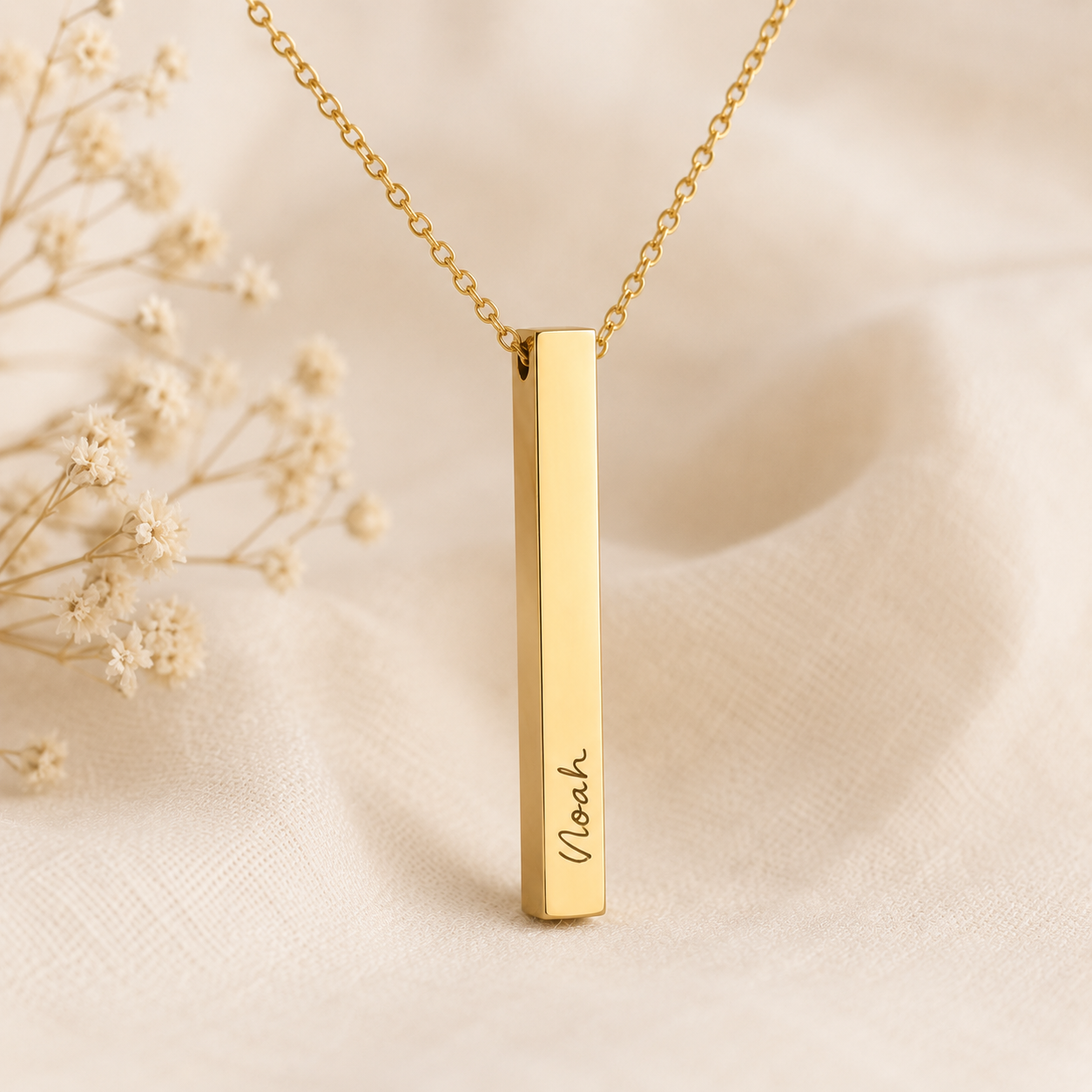 Custom Handwriting Bar Necklace by Poor Hog Customs, handmade jewelry main product photo