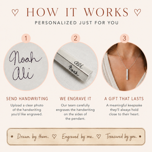 Custom Handwriting Bar Necklace by Poor Hog Customs, handmade jewelry detail photo 6