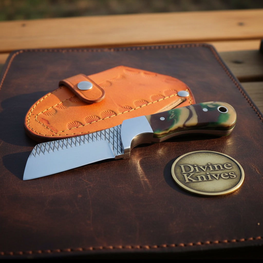 Camo Resin Rasp Bull Cutter Knife with Broad product detail, view 2