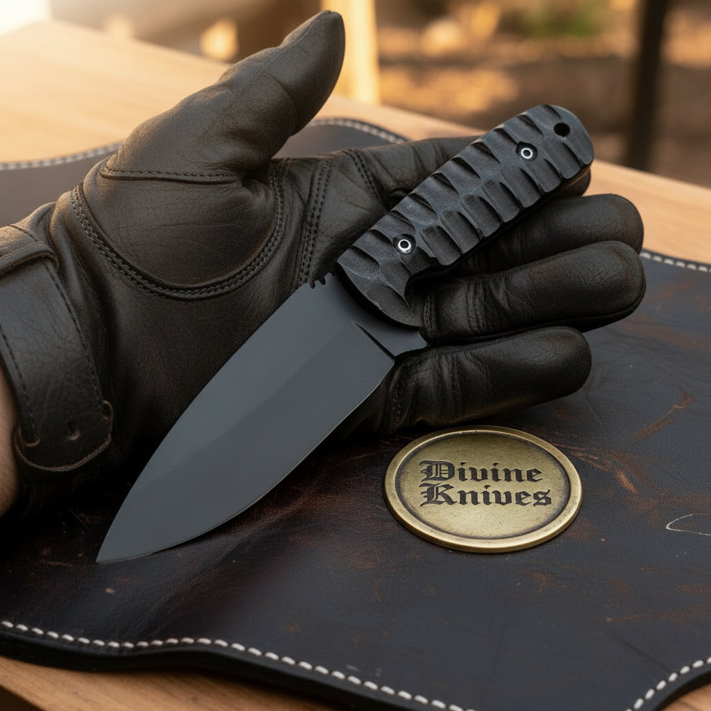 Sculpted Blackout Fixed Blade Knife with product detail, view 5