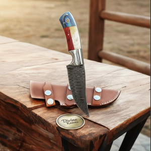 Damascus Texas Cowboy Hunter with Leather product detail, view 2