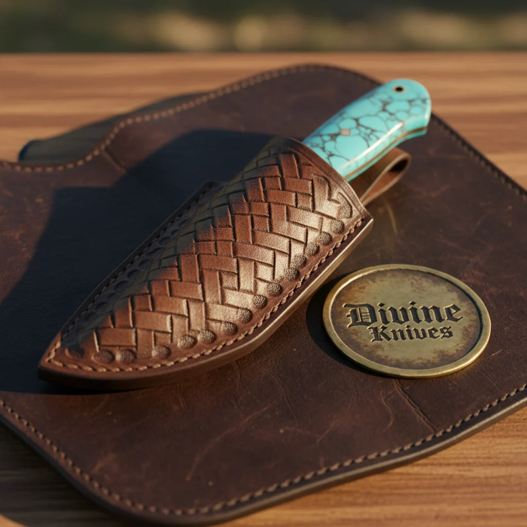 Turquoise Stone Skinner Knife by Divine Knives, product view 5