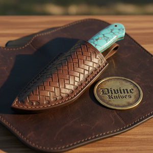 Turquoise Stone Skinner Knife by Divine Knives, product view 5