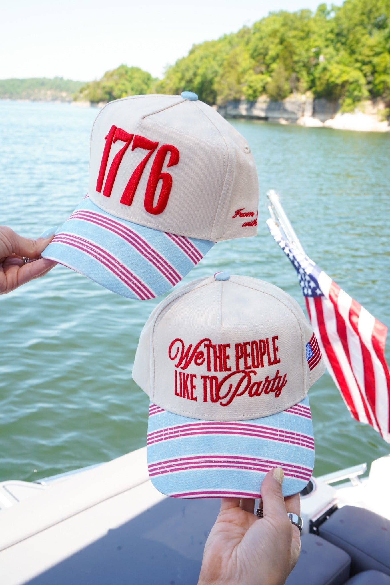 1776 Blue and Red Stripe Hat by KenzKustomz — product view 8