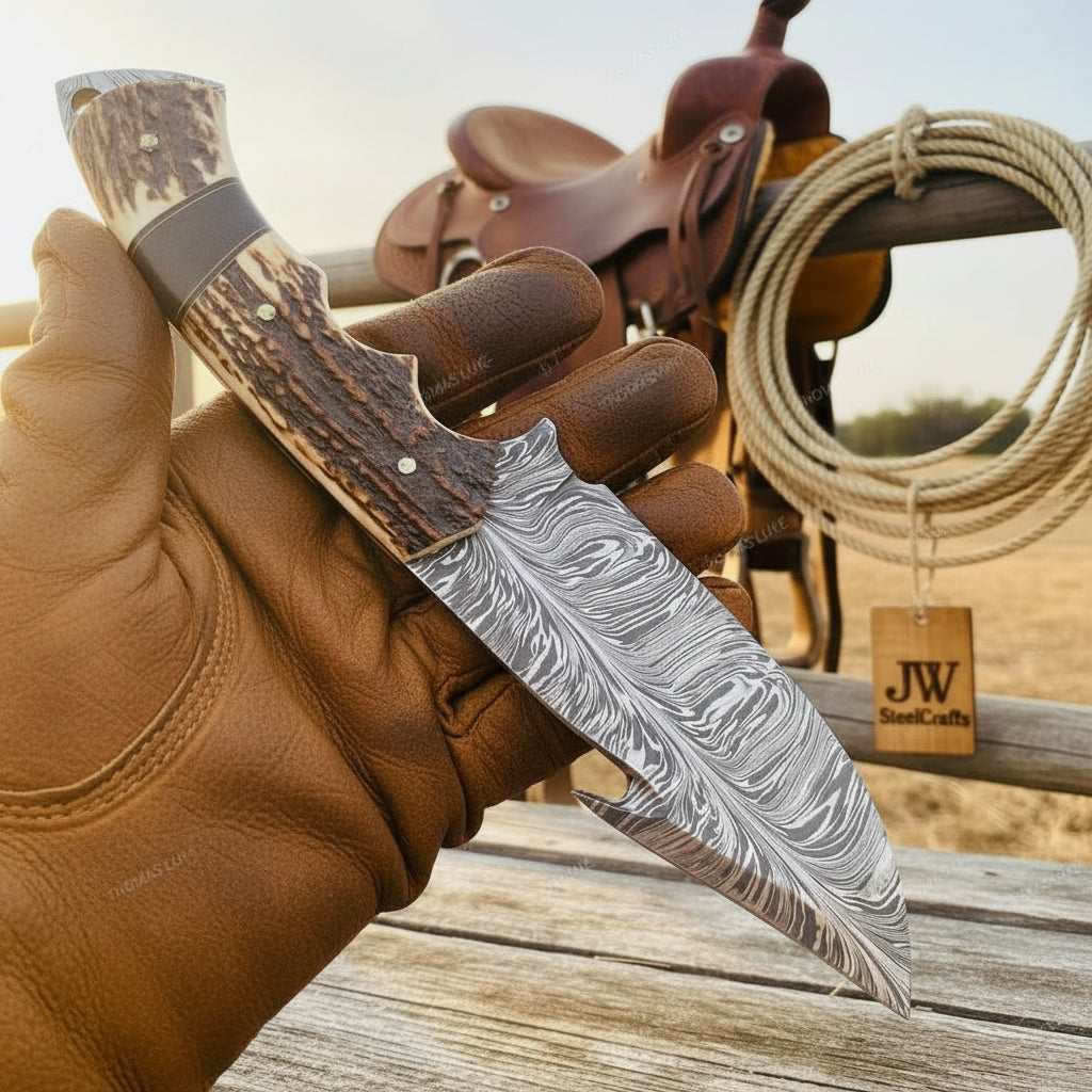 Rangeland Stag Hunter Knife 10" by JW SteelCrafts