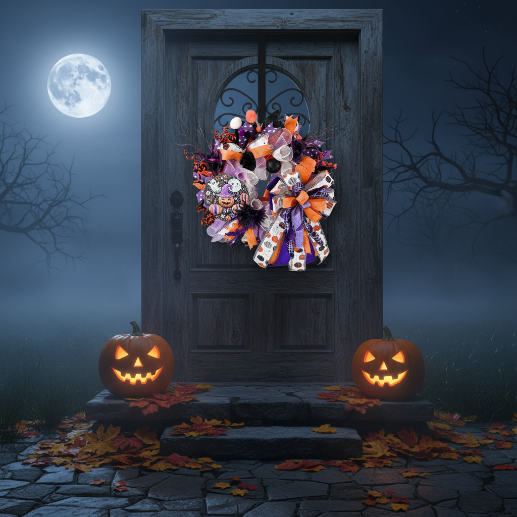 Purple Halloween Wreath handmade by Bouge Creations in Mississippi