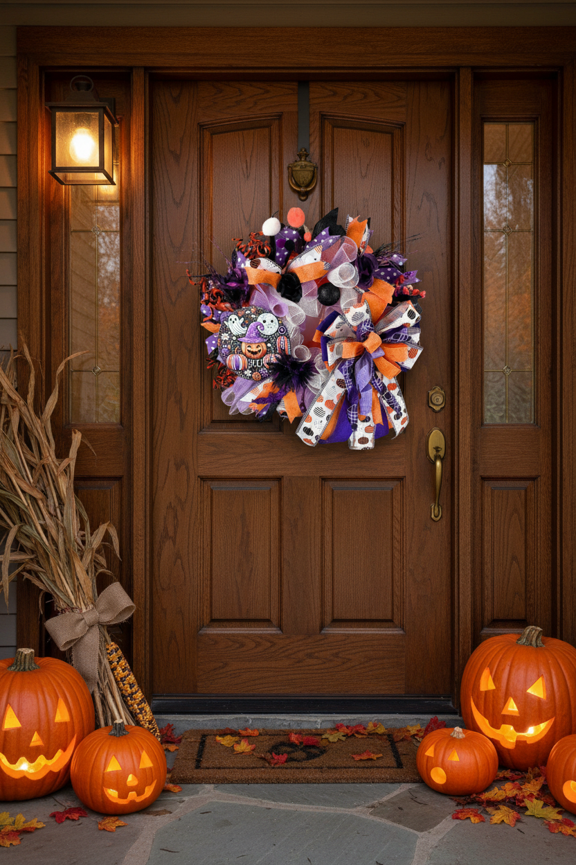 Purple Halloween Wreath handmade by Bouge Creations in Mississippi