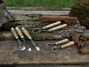 7-Piece Spoon/Bowl Carving Tool Set detail view by Sharky Forged Steel Tools