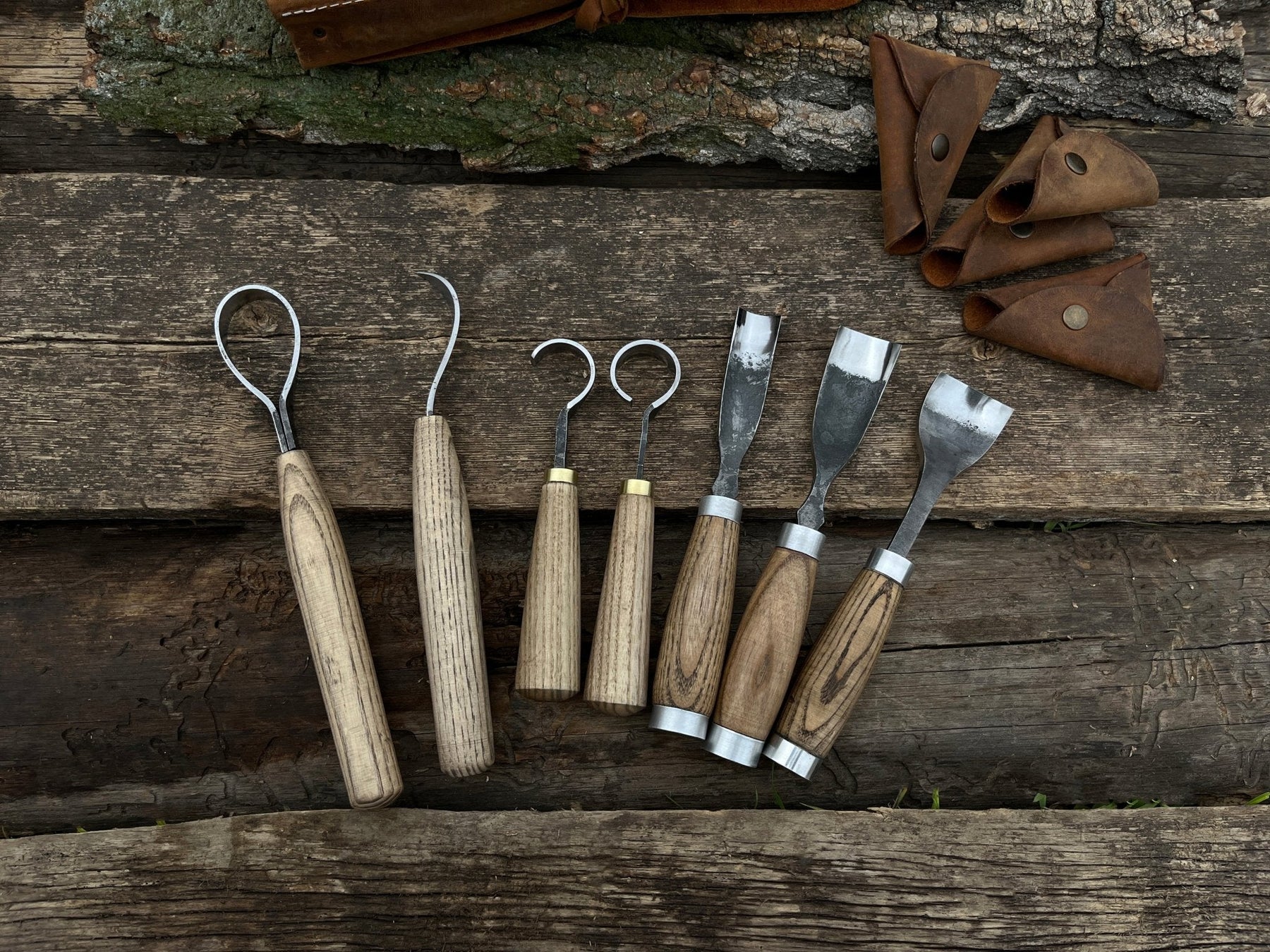 7-Piece Spoon/Bowl Carving Tool Set detail view by Sharky Forged Steel Tools