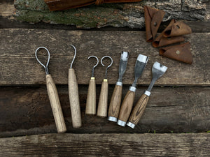 7-Piece Spoon/Bowl Carving Tool Set detail view by Sharky Forged Steel Tools