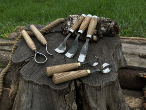 7-Piece Spoon/Bowl Carving Tool Set by Sharky Forged Steel Tools