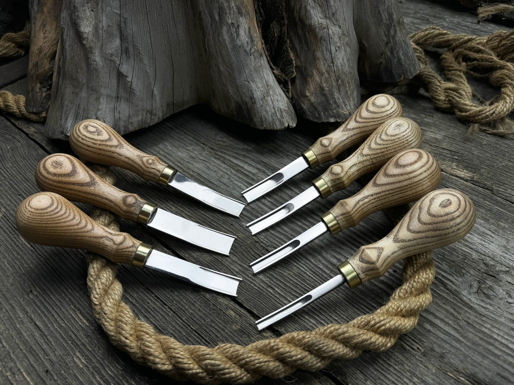 7-Piece Leather Edge Skiver Set detail view by Sharky Forged Steel Tools