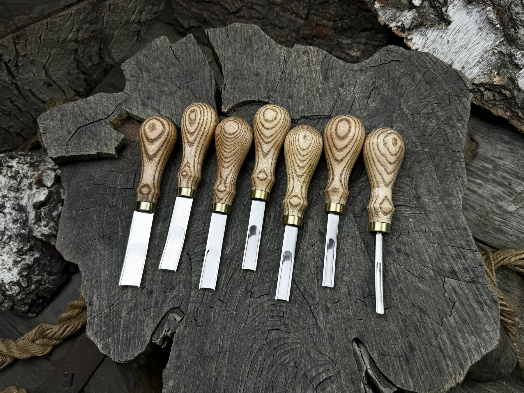 7-Piece Leather Edge Skiver Set detail view by Sharky Forged Steel Tools