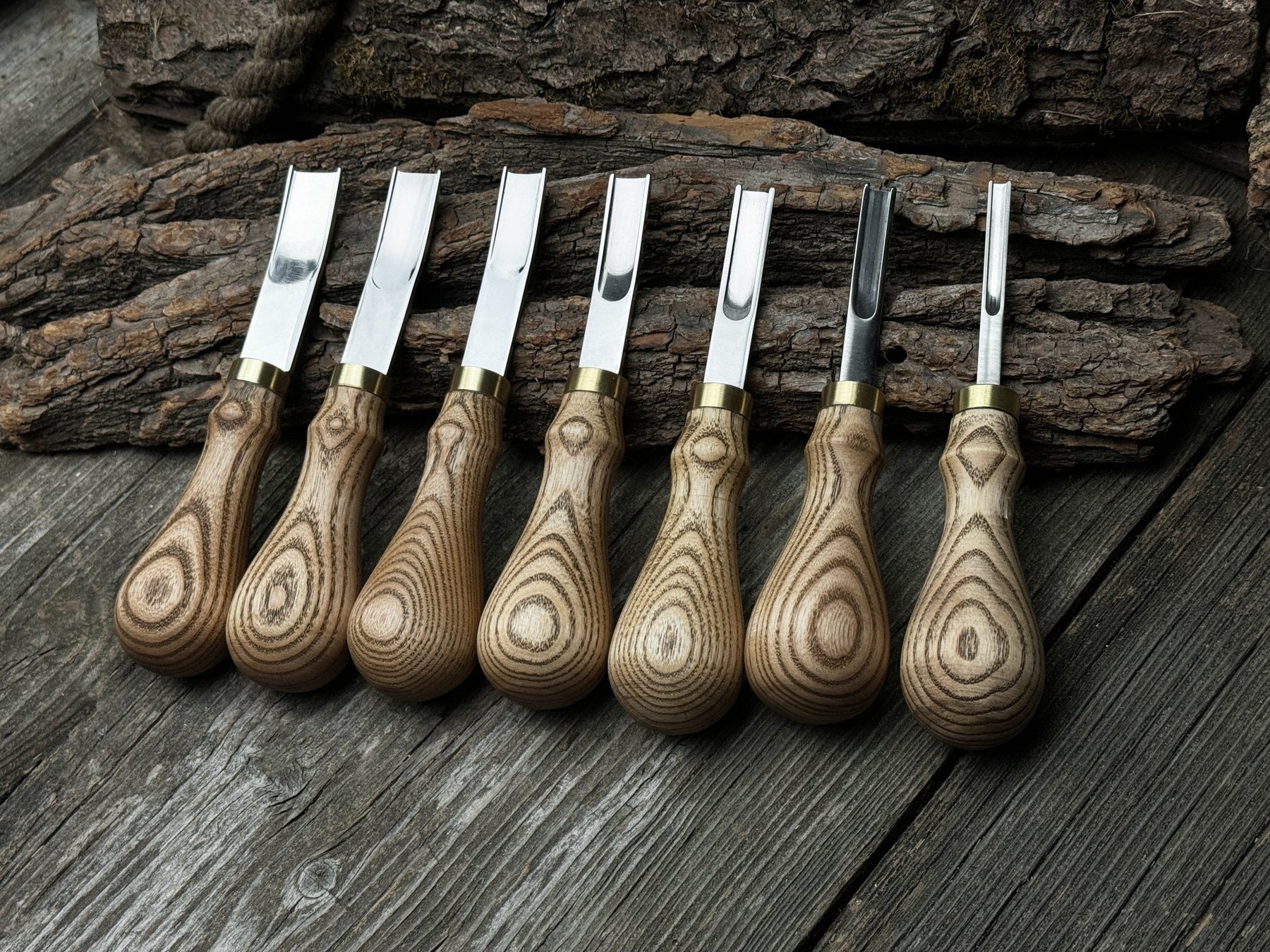 7-Piece Leather Edge Skiver Set detail view by Sharky Forged Steel Tools