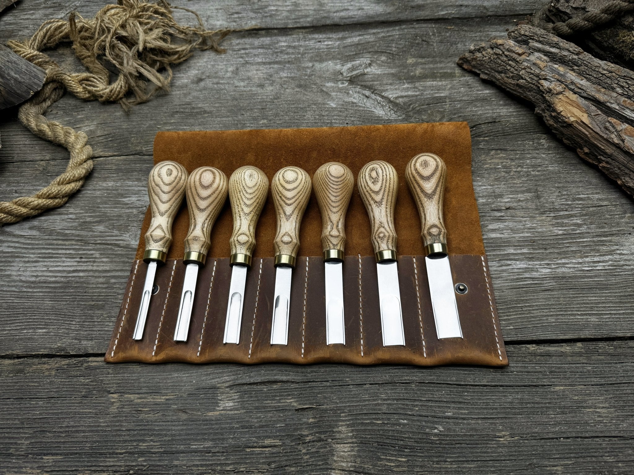 7-Piece Leather Edge Skiver Set by Sharky Forged Steel Tools