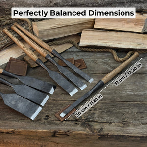 7-Piece Long Timber Framing Chisel Set detail view by Sharky Forged Steel Tools