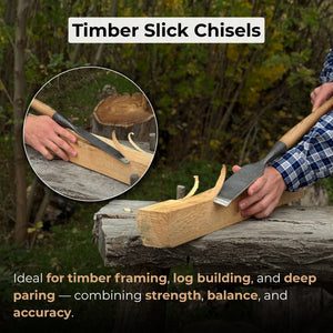 7-Piece Long Timber Framing Chisel Set detail view by Sharky Forged Steel Tools