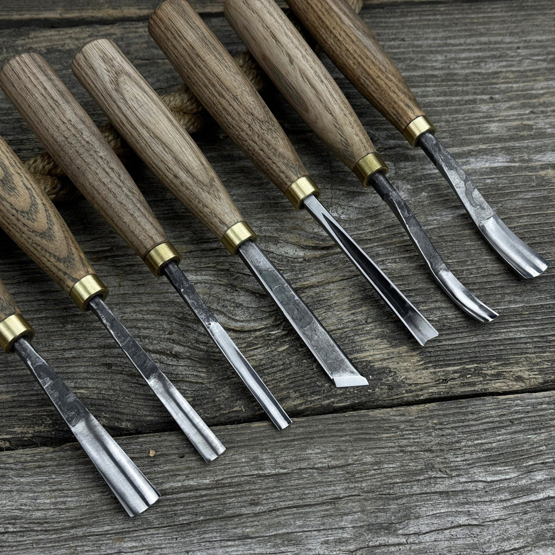 7-Piece Wood Carving Chisel & Gouge Set detail view by Sharky Forged Steel Tools