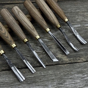 7-Piece Wood Carving Chisel & Gouge Set detail view by Sharky Forged Steel Tools