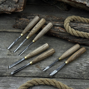 7-Piece Wood Carving Chisel & Gouge Set detail view by Sharky Forged Steel Tools