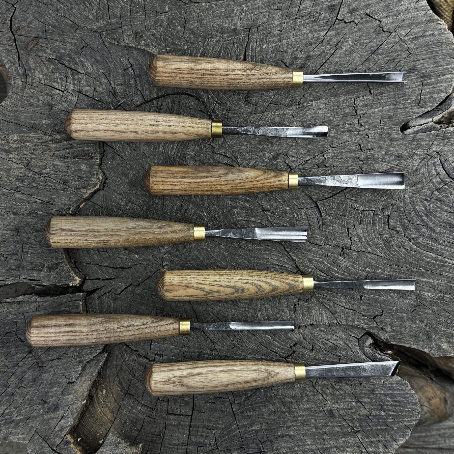 7-Piece Wood Carving Chisel & Gouge Set detail view by Sharky Forged Steel Tools