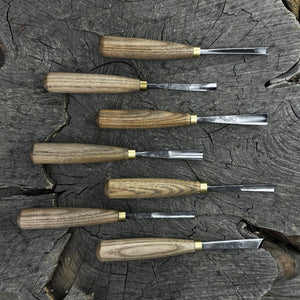 7-Piece Wood Carving Chisel & Gouge Set detail view by Sharky Forged Steel Tools