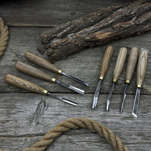 7-Piece Wood Carving Chisel & Gouge Set detail view by Sharky Forged Steel Tools