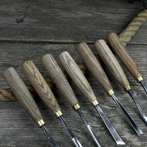 7-Piece Wood Carving Chisel & Gouge Set detail view by Sharky Forged Steel Tools
