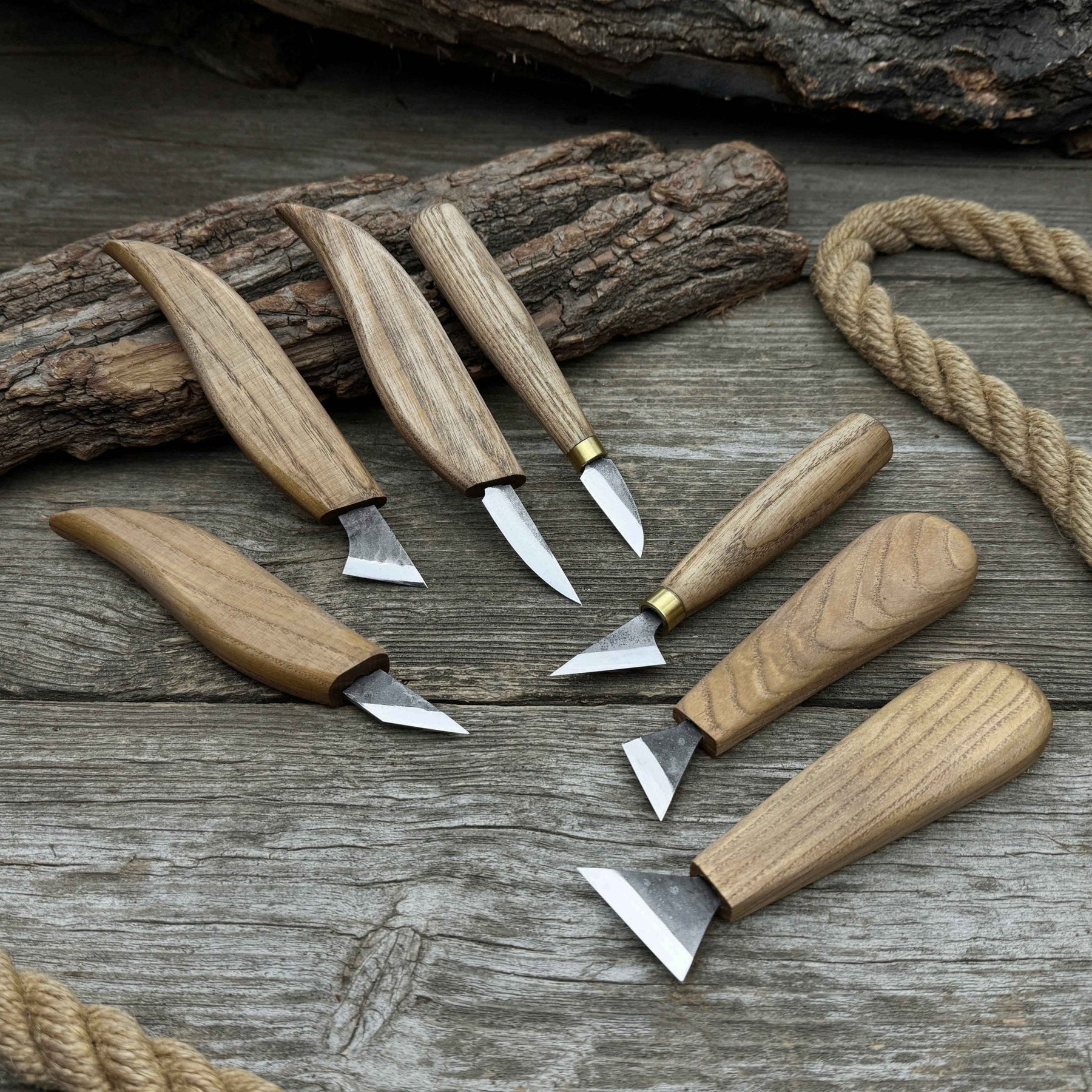 7-Piece Wood Carving Knife Set detail view by Sharky Forged Steel Tools